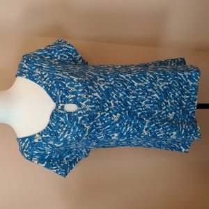 Blue and White Patterned Top